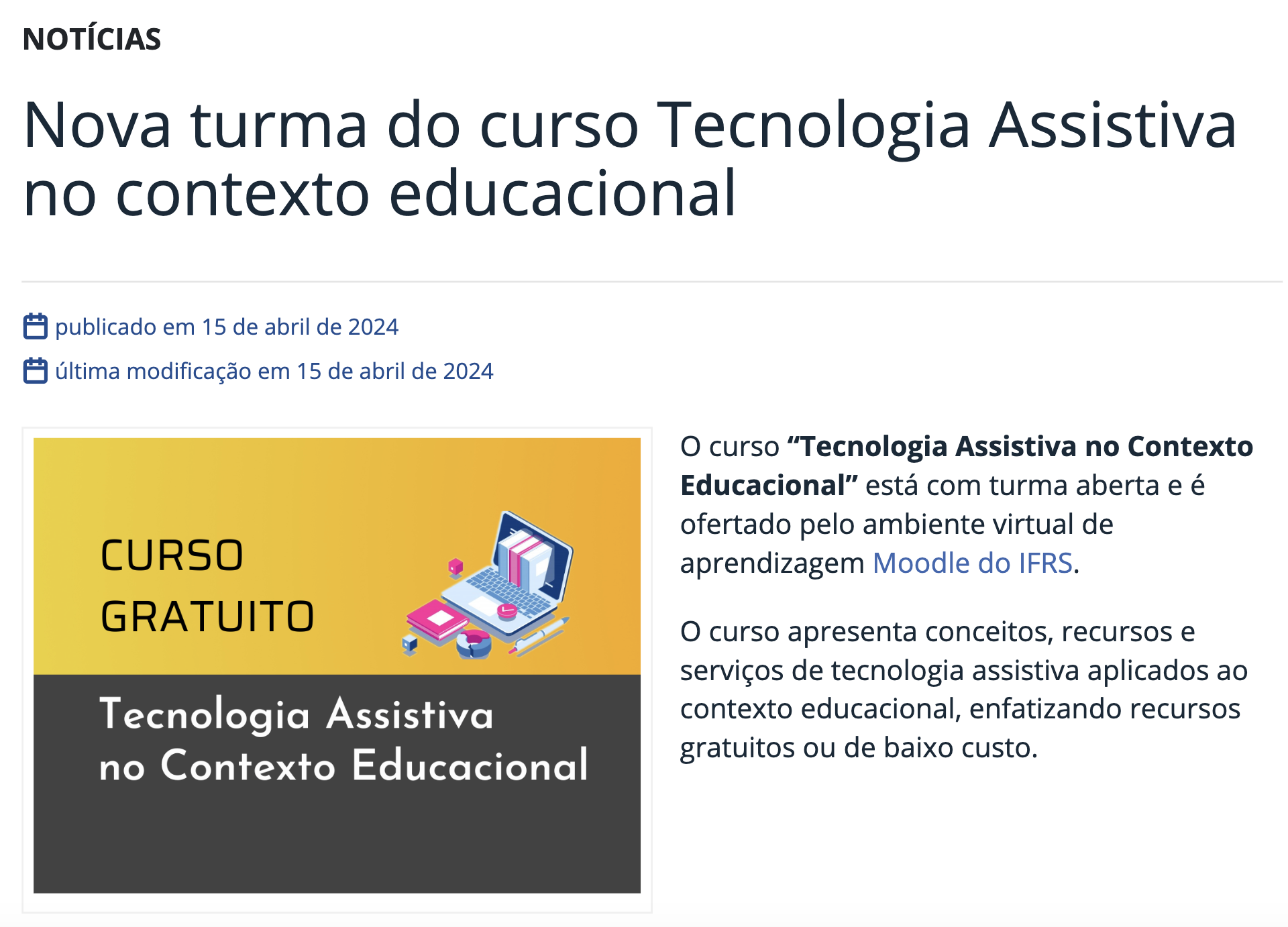 Banner Curso gratuito: Tecnologia Assistiva no Contexto Educacional